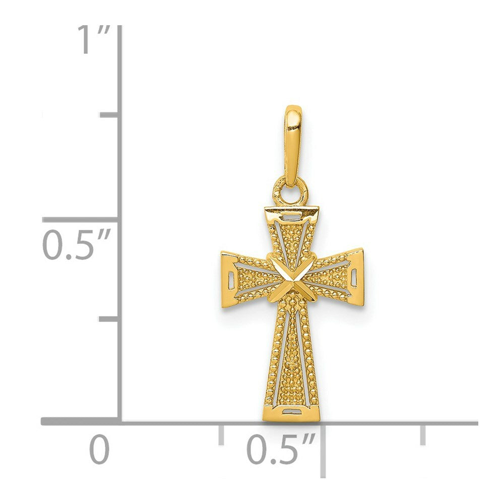 14K Yellow Gold Diamond-cut Cross Pendant