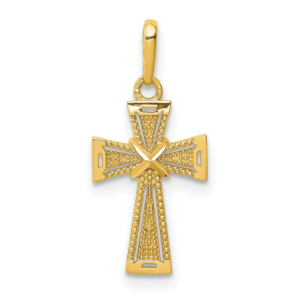 14K Yellow Gold Diamond-cut Cross Pendant
