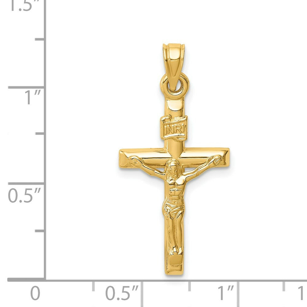 14K Yellow Gold Hollow Crucifix Pendant