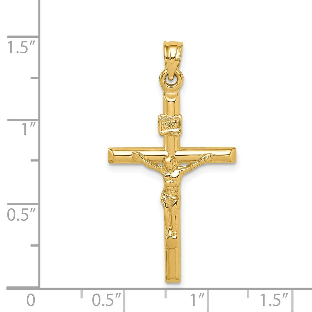 14K Yellow Gold Hollow Crucifix Pendant