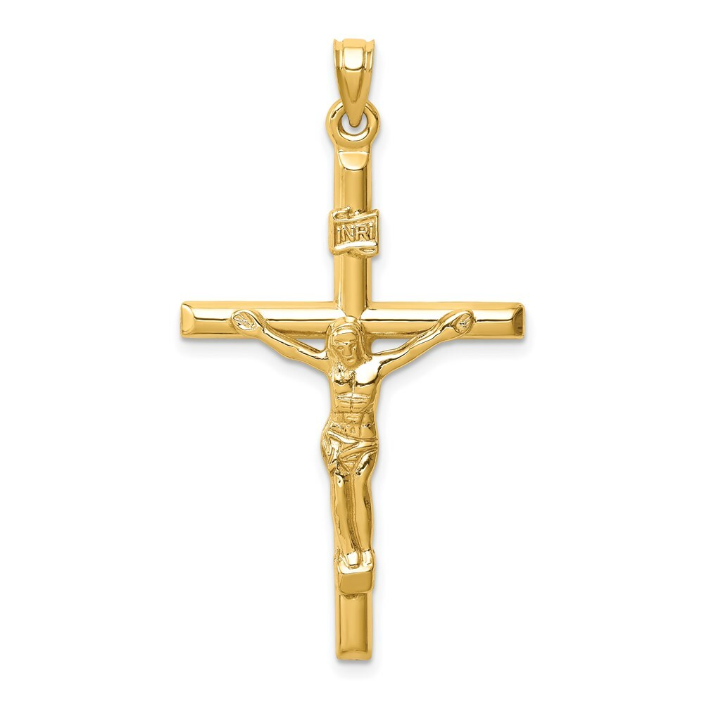 14K Yellow Gold Hollow Crucifix Pendant