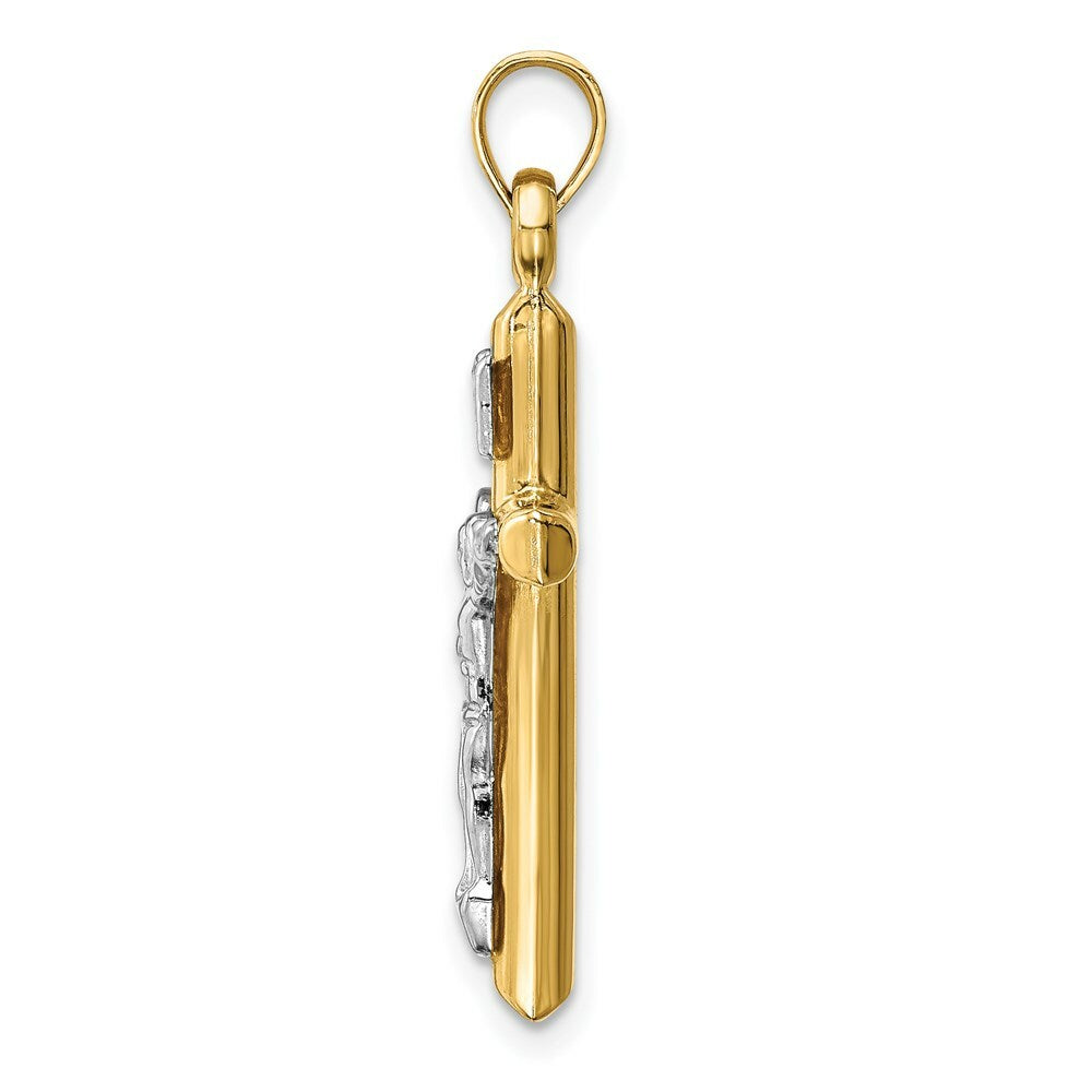 14K Two-Tone Gold Hollow Crucifix Pendant