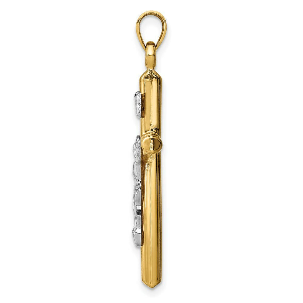 14K Two-Tone Gold Hollow Crucifix Pendant