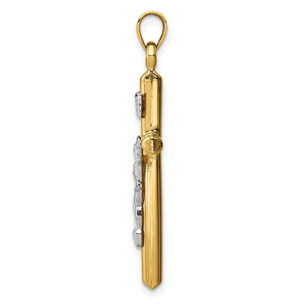 14K Two-Tone Gold Hollow Crucifix Pendant