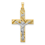 Load image into Gallery viewer, 14K Two-Tone Gold Hollow Polished Textured Latin Crucifix
