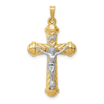 Load image into Gallery viewer, 14K Two-Tone Gold Hollow Polished Chevron Design Crucifix
