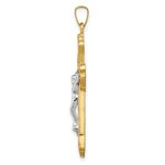 Load image into Gallery viewer, 14K Two-Tone Gold Hollow Polished Woven Fleur de Lis Crucifix
