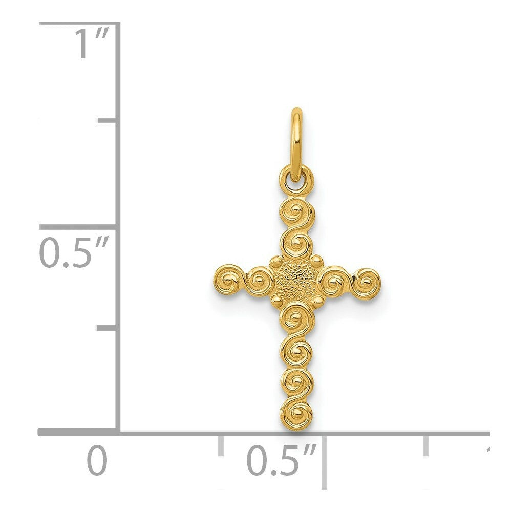 14K Yellow Gold Small Polished Cross Charm