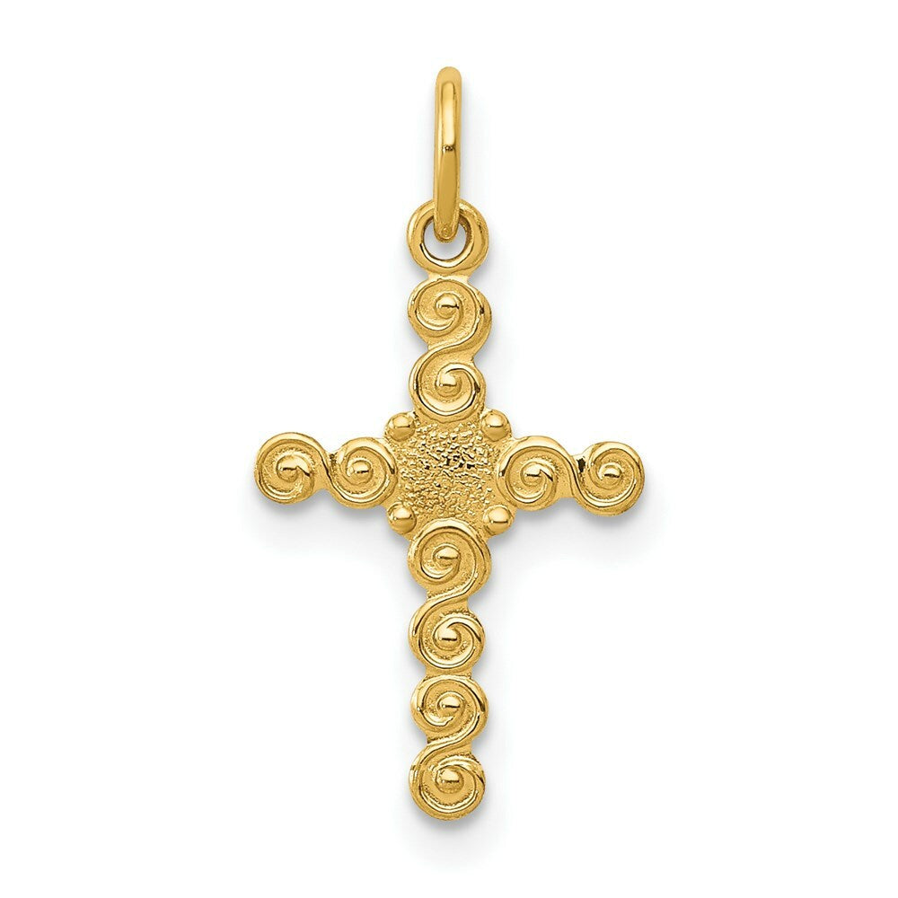 14K Yellow Gold Small Polished Cross Charm