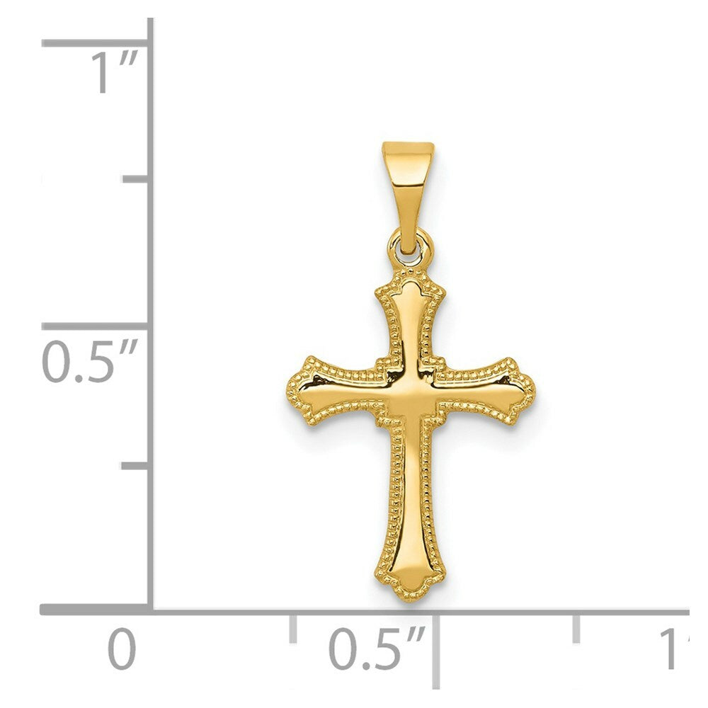 14K Yellow Gold Budded Cross Charm