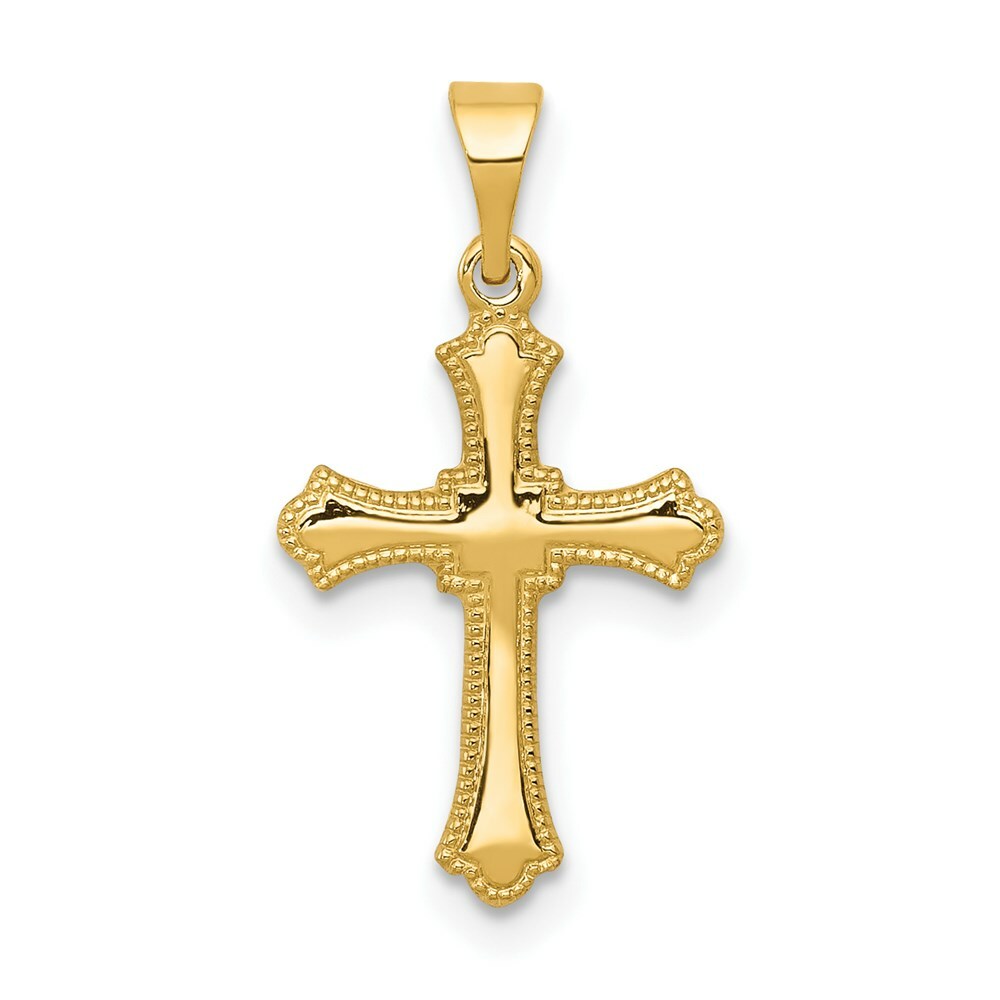 14K Yellow Gold Budded Cross Charm