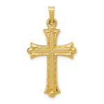 Load image into Gallery viewer, 14K Yellow Gold Hollow Fleur De Lis Cross Pendant
