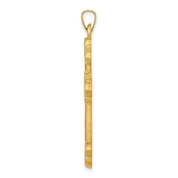 14K Yellow Gold Hollow Cross Pendant 42mm length