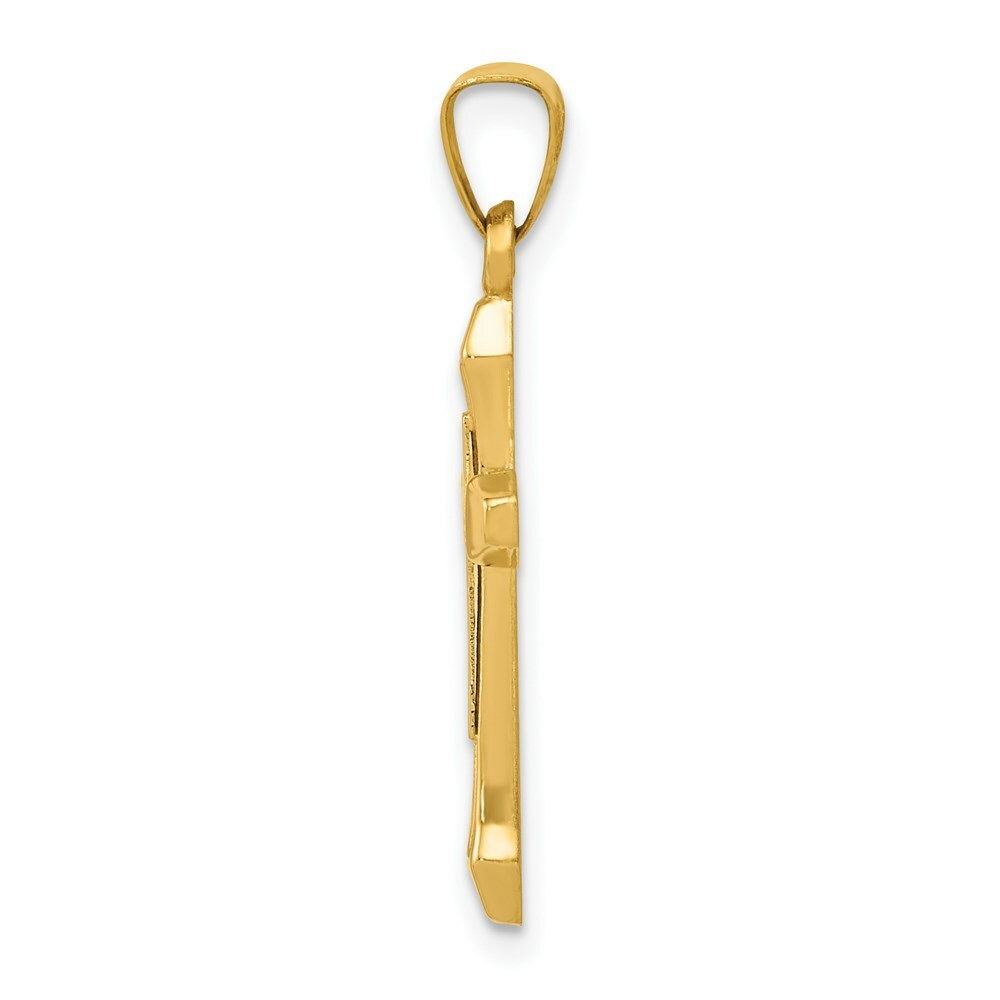 14K Two-tone Gold Hollow Cross Pendant 28mm length