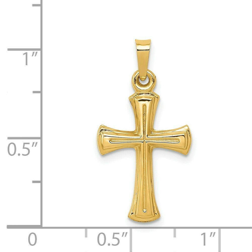 14K Yellow Gold Hollow Cross Pendant 27mm length