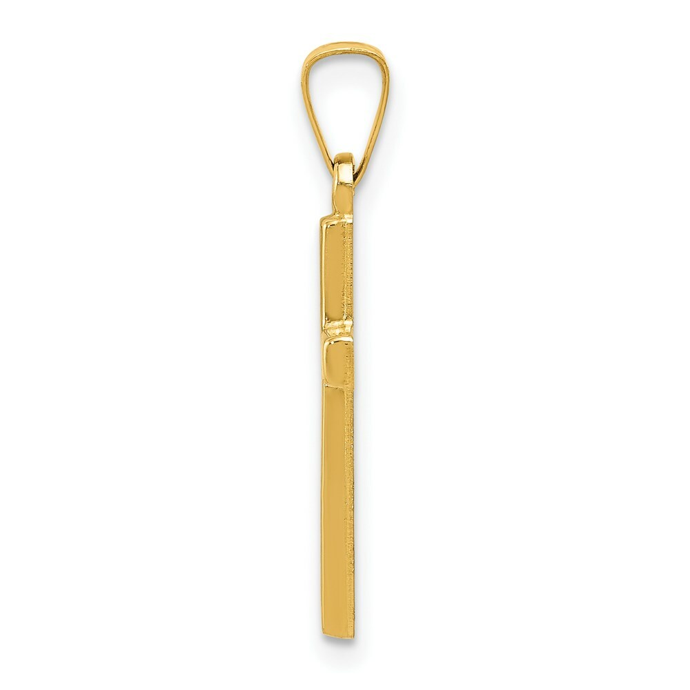 14K Yellow Gold Diamond-cut Small Hollow Cross Pendant