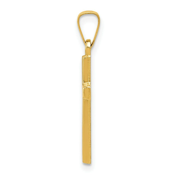 14K Yellow Gold Diamond-cut Small Hollow Cross Pendant