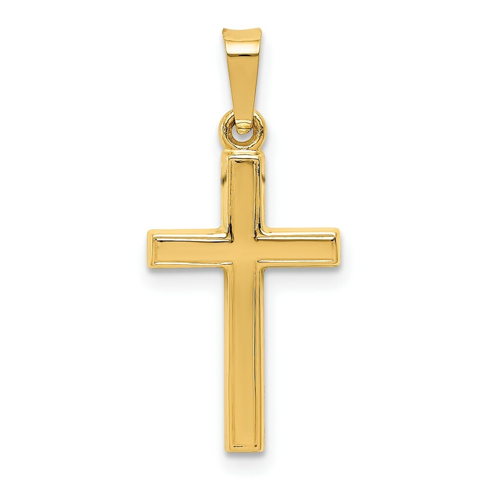 14K Yellow Gold Diamond-cut Small Hollow Cross Pendant