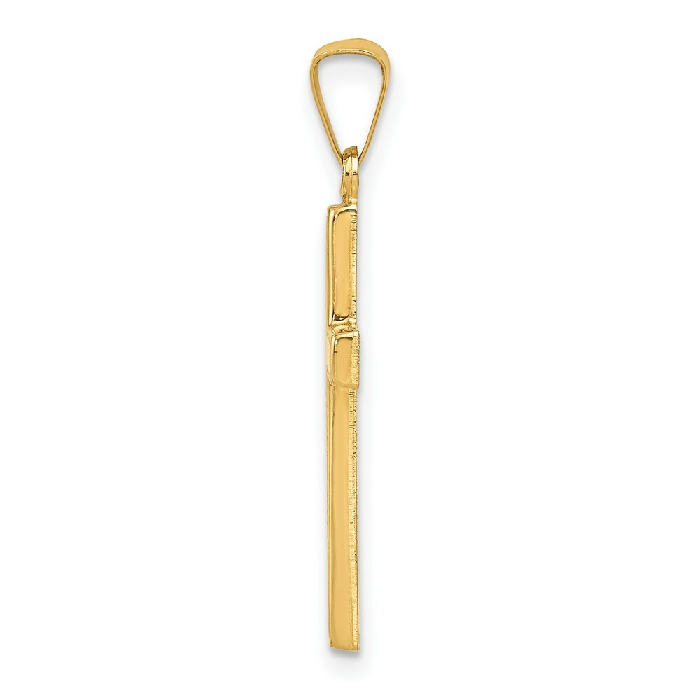 14K Yellow Gold Diamond-cut Hollow Cross Pendant
