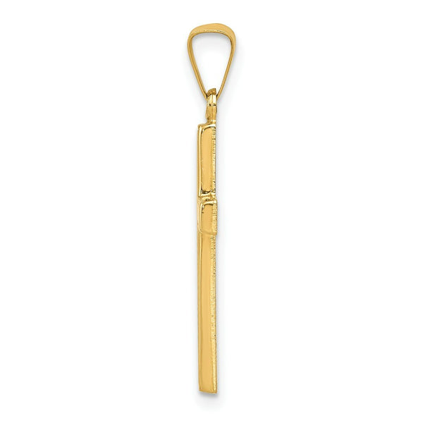 14K Yellow Gold Diamond-cut Hollow Cross Pendant