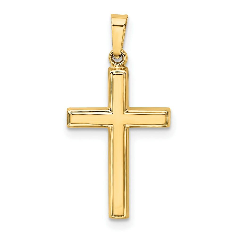 14K Yellow Gold Diamond-cut Hollow Cross Pendant