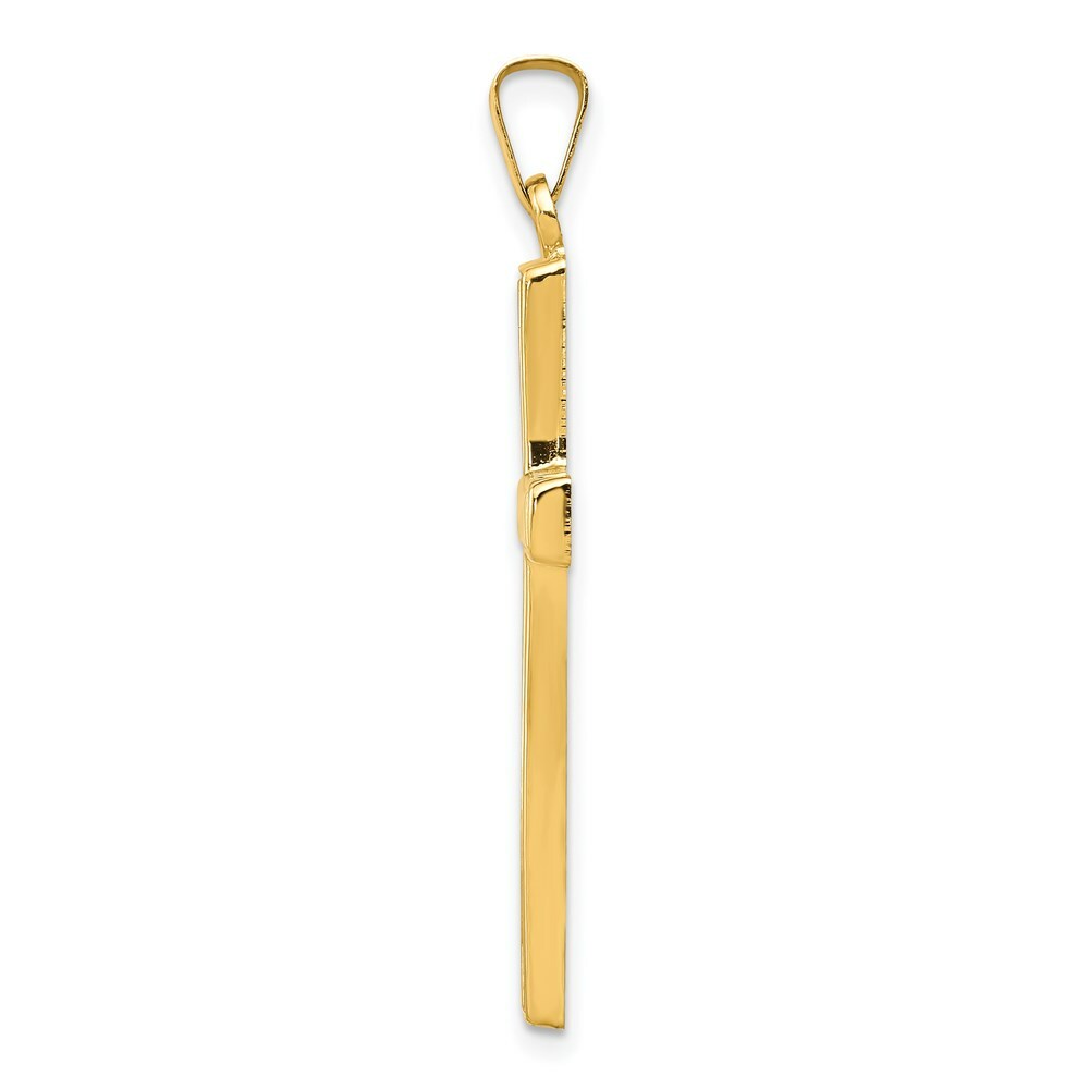 14K Yellow Gold Hollow Cross Pendant 36mm length