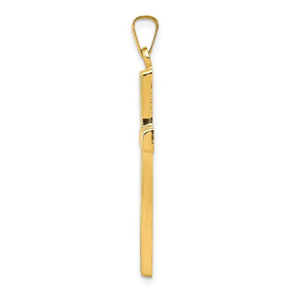 14K Yellow Gold Hollow Cross Pendant 36mm length