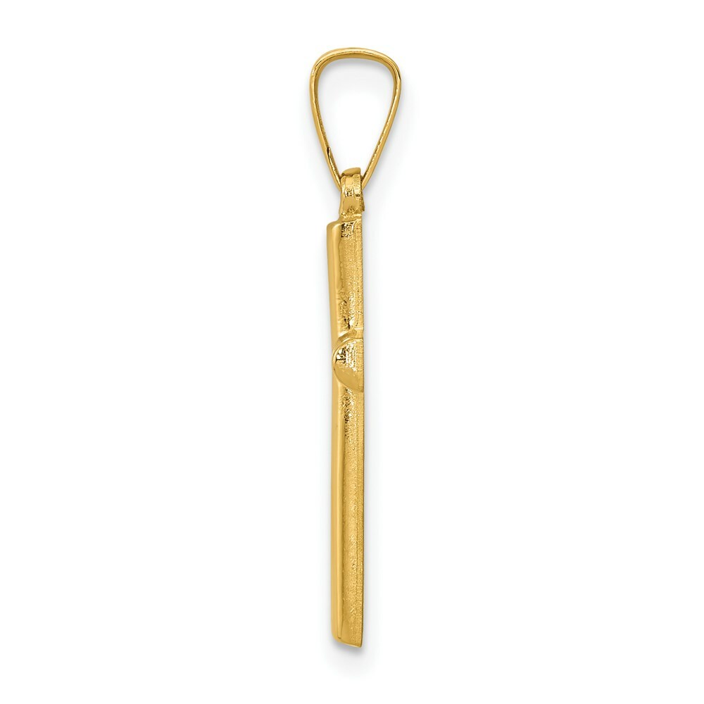 14K Yellow Gold Hollow Cross Pendant 22mm length