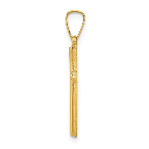 14K Yellow Gold Hollow Cross Pendant 22mm length