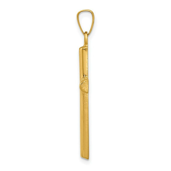 14K Yellow Gold Hollow Cross Pendant 30mm length