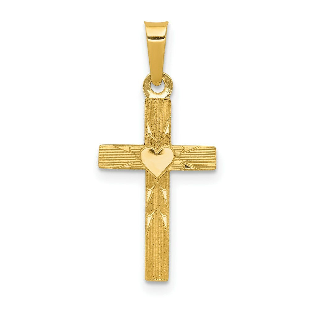 14K Yellow Gold Small Hollow Cross Charm