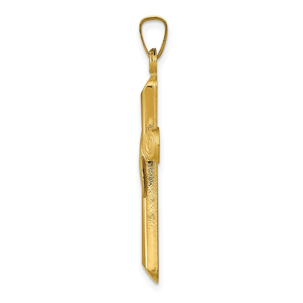 14K Two-tone Gold Hollow Cross Pendant 35mm length