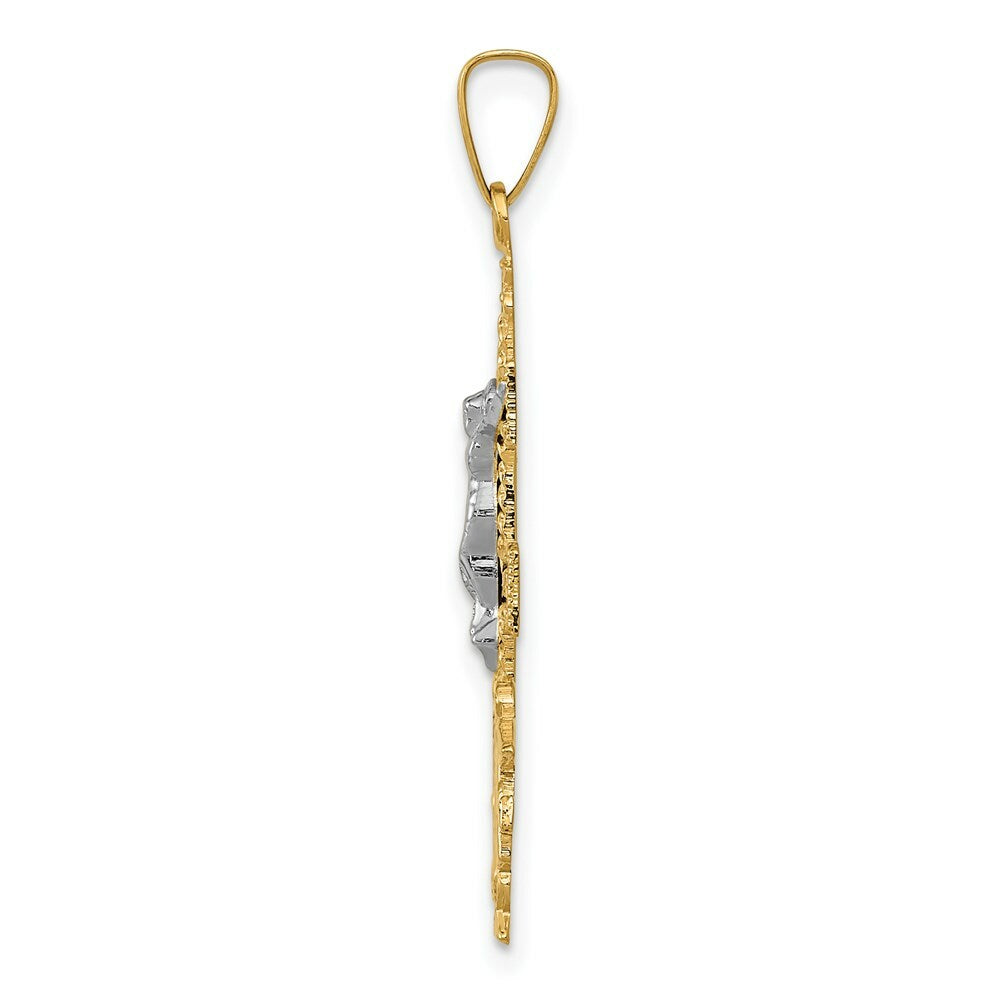 14K Two-tone Gold Cara Vaca Crucifix Pendant