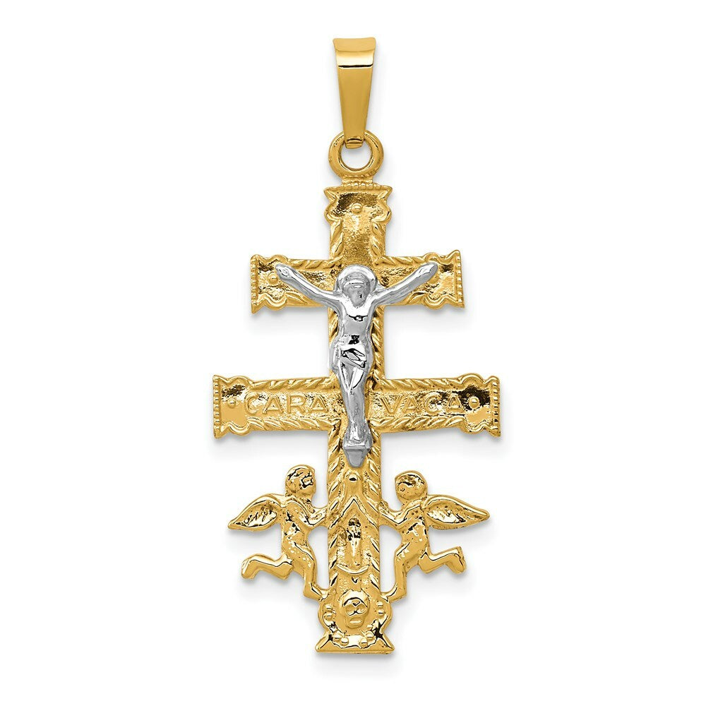 14K Two-tone Gold Cara Vaca Crucifix Pendant