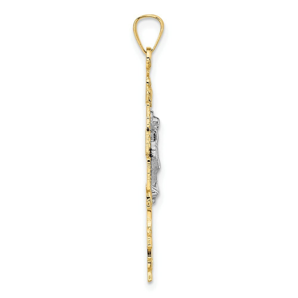 14K Two-tone Gold Cara Vaca Crucifix Pendant