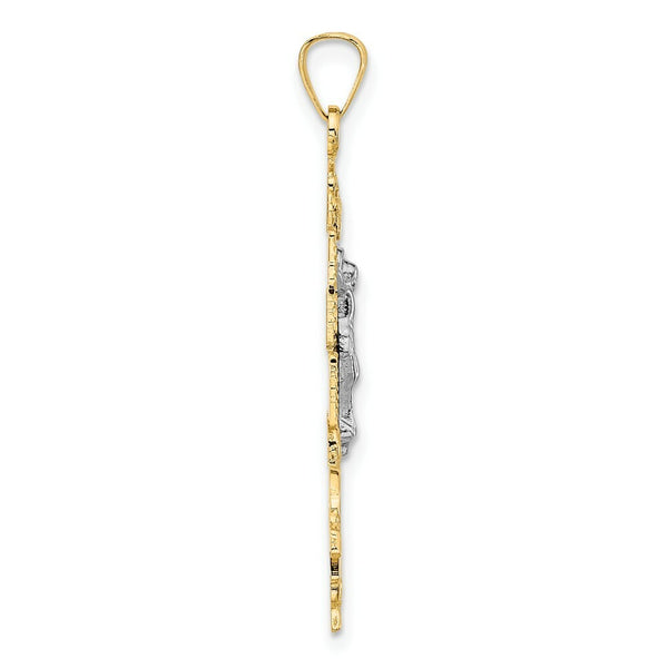 14K Two-tone Gold Cara Vaca Crucifix Pendant