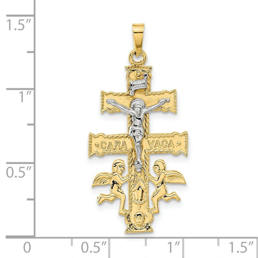 14K Two-tone Gold Cara Vaca Crucifix Pendant