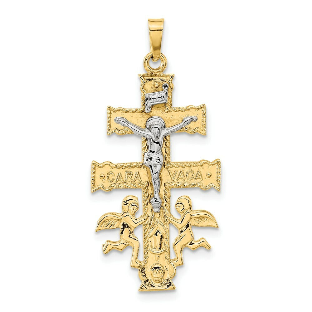 14K Two-tone Gold Cara Vaca Crucifix Pendant