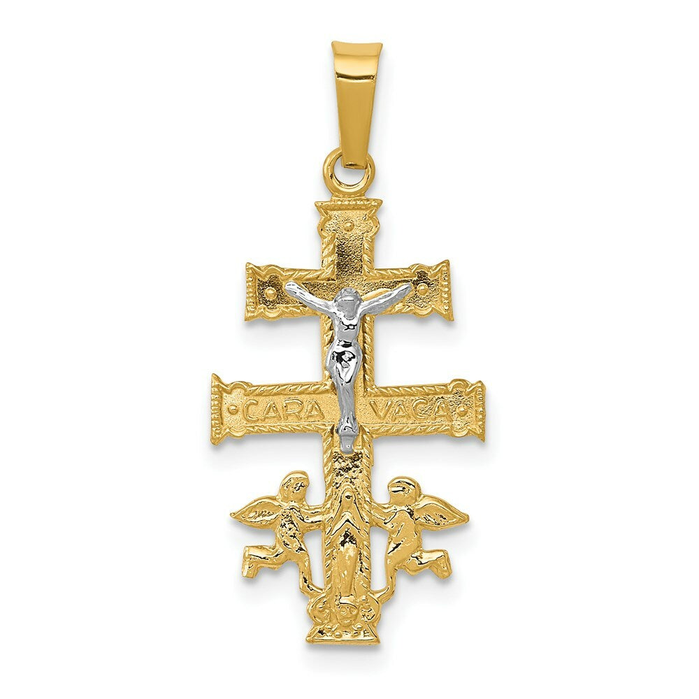 14K Two-tone Gold Cara Vaca Crucifix Pendant