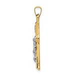 Load image into Gallery viewer, 14K Two-tone Gold INRI Hollow Crucifix Pendant 34mm length
