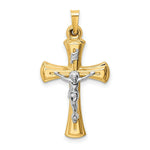 Load image into Gallery viewer, 14K Two-tone Gold INRI Hollow Crucifix Pendant 34mm length
