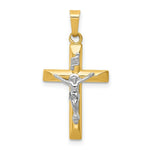 Load image into Gallery viewer, 14K Two-tone Gold INRI Hollow Crucifix Pendant 29mm length
