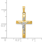 Load image into Gallery viewer, 14K Two-tone Gold INRI Hollow Crucifix Pendant 29mm length

