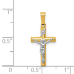Load image into Gallery viewer, 14K Two-tone Gold INRI Hollow Crucifix Pendant 24mm length
