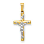 Load image into Gallery viewer, 14K Two-tone Gold INRI Hollow Crucifix Pendant 24mm length
