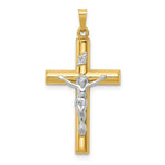 Load image into Gallery viewer, 14K Two-tone Gold INRI Hollow Crucifix Pendant 39mm length
