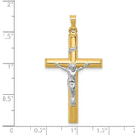 Load image into Gallery viewer, 14K Two-tone Gold INRI Hollow Crucifix Pendant 44mm length
