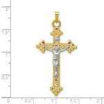 Load image into Gallery viewer, 14K Two-tone Gold INRI Hollow Crucifix Pendant 45mm length
