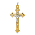 Load image into Gallery viewer, 14K Two-tone Gold INRI Hollow Crucifix Pendant 45mm length
