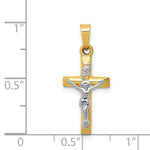 Load image into Gallery viewer, 14K Two-tone Gold INRI Hollow Crucifix Pendant 24mm length
